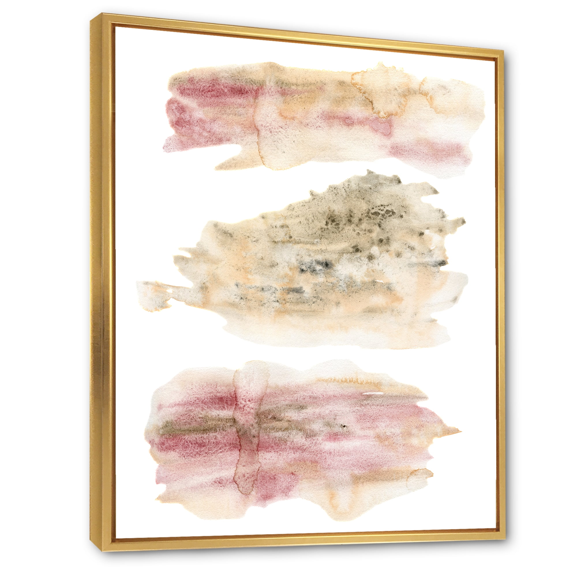Pink and Golden Abstract Clouds 24 in x 32 in Framed Painting Canvas Art Print, by Designart