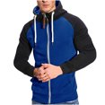 thumbnail image 2 of Penkiiy Mens Zip Up Hoodie Color Block Long Sleeve Casual Sweatshirt Sport Outwear with Pocket Blue, 2 of 6