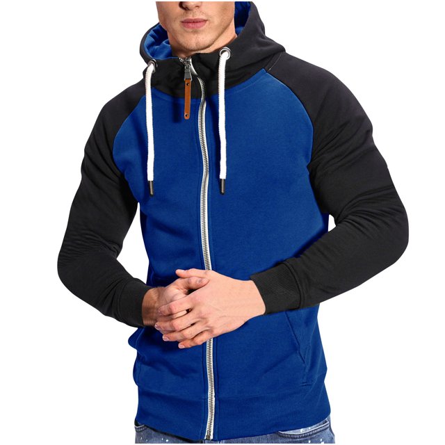 Blusa y camisa de manga larga con cuello alto para hombre, estilo casual, con retazos, cuello alto, manga larga y bolsillo.