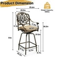 thumbnail image 3 of Tcbosik 2 Pack Swivel Bar Stools, Indoor & Outdoor Cast Aluminum Bar Height Chair with Cushion, All-Weather Patio Furniture for Backyard, Poolside, Deck, Garden, Bronze, 3 of 10