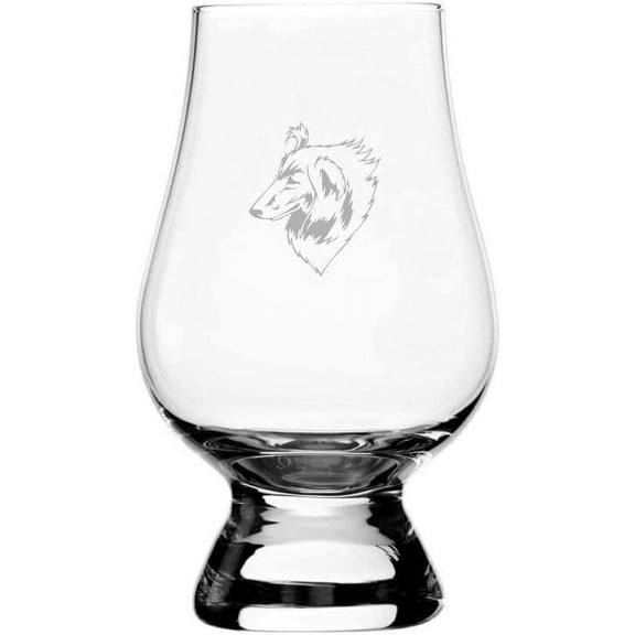 ROUGH COLLIE Dog Themed Etched 6.5oz Glencairn Whisky Glass