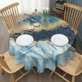 thumbnail image 3 of Modern Gold Blue Marble Round Table Cloth,Wrinkle Resistant Table Cover with Polyester,Waterproof Reusable Tableclothes for Easter Birthday Picnic Wedding (Round,60x60inch), 3 of 6
