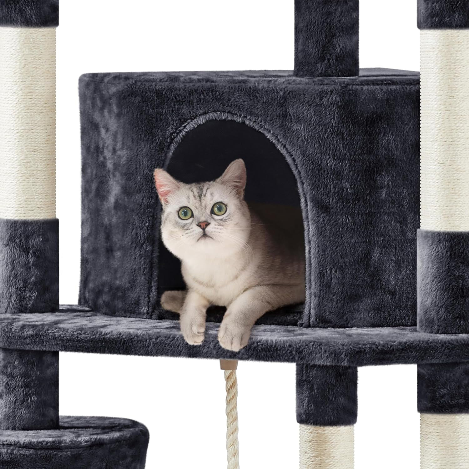 Libra  79 in Cat Tree Tower, Multilevel Cat Trees Plush Covered Cat Tower with 2 Extra Large Condos, Comfy Basket, Sisal Scratching Posts
