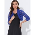 thumbnail image 2 of Cárdigan elegante con cuello con volantes pamujer, top de encogimiento de hombros con encaje floral transparente Azul joL, 2 of 5