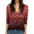 thumbnail image 4 of Resicozy Valentines Shirts for Women 3/4 Sleeve Shirt Funny Love Heart Printed Tee Tunic Tops Casual Fashion V Neck T-Shirts Blouses Multicolor XL, 4 of 6