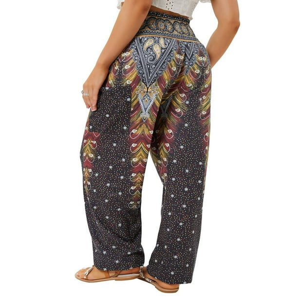 Pantalones largos fruncidos con cintura elástica,Pantalones sueltos para mujer Pantalones largos fruncidos de cintura alta fruncidos Pantalones largos fruncidos de cintura alta para mujer Diseño exquisito