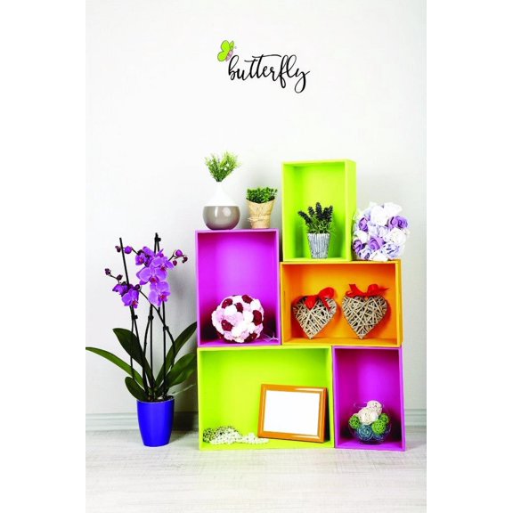 Custom Decals Butterfly Wall Art Size: 14 X 28 Inches Color: Multi