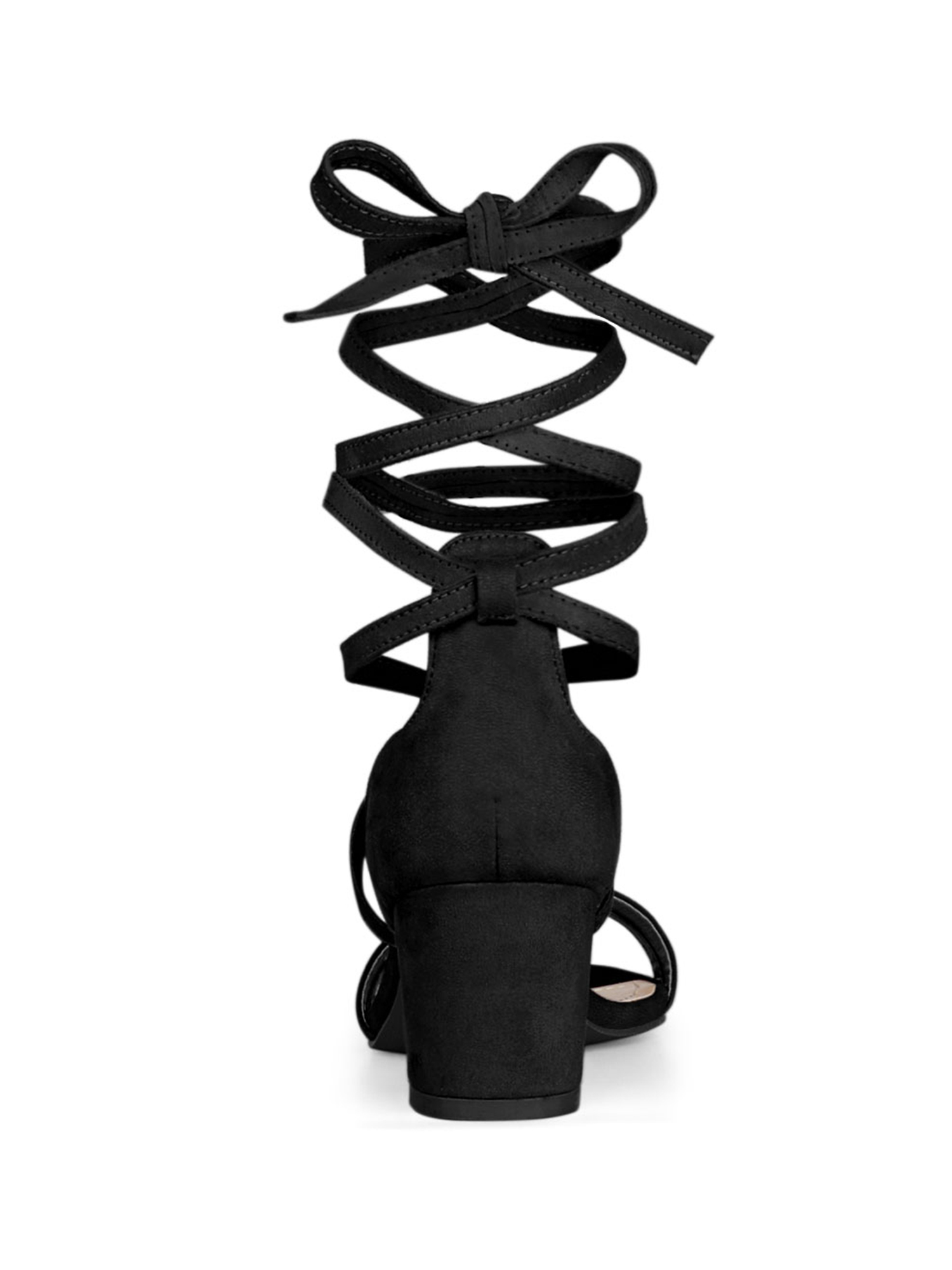 DARING DIVA Women's  Fashion Open Toe Lace Up Color Block Heel Sandals Black 6
