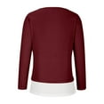 thumbnail image 5 of IROINNID Reduced Ladies Long Sleeve T Shirts Winter Sexy Round Neck Pocket Tops Printed Regular Blouse,Wine, 5 of 8