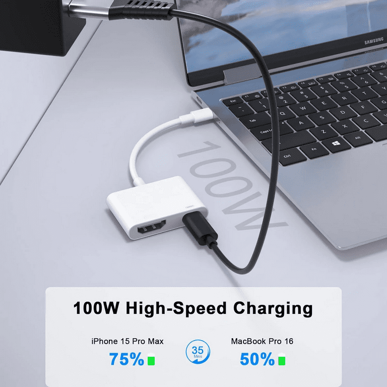 Adattatore USB-C a HDMI certificato Apple MFi 4K @ 60Hz per iPhone 16 15 MacBook Pro Air iPad Pro, cavo AV digitale HDMI 2.0 compatibile con Samsung Galaxy S24