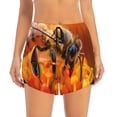 thumbnail image 2 of Yiaed Honeybee On Vibrant Flower Print Women's Running Shorts with Liner 3 Zipper Pockets Elastic Workout Athletic Gym Yoga Shorts-Small, 2 of 7