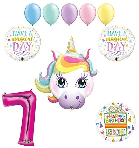 Magical Rainbow Unicorn Birthday Party Balloon and Tableware Set for 20