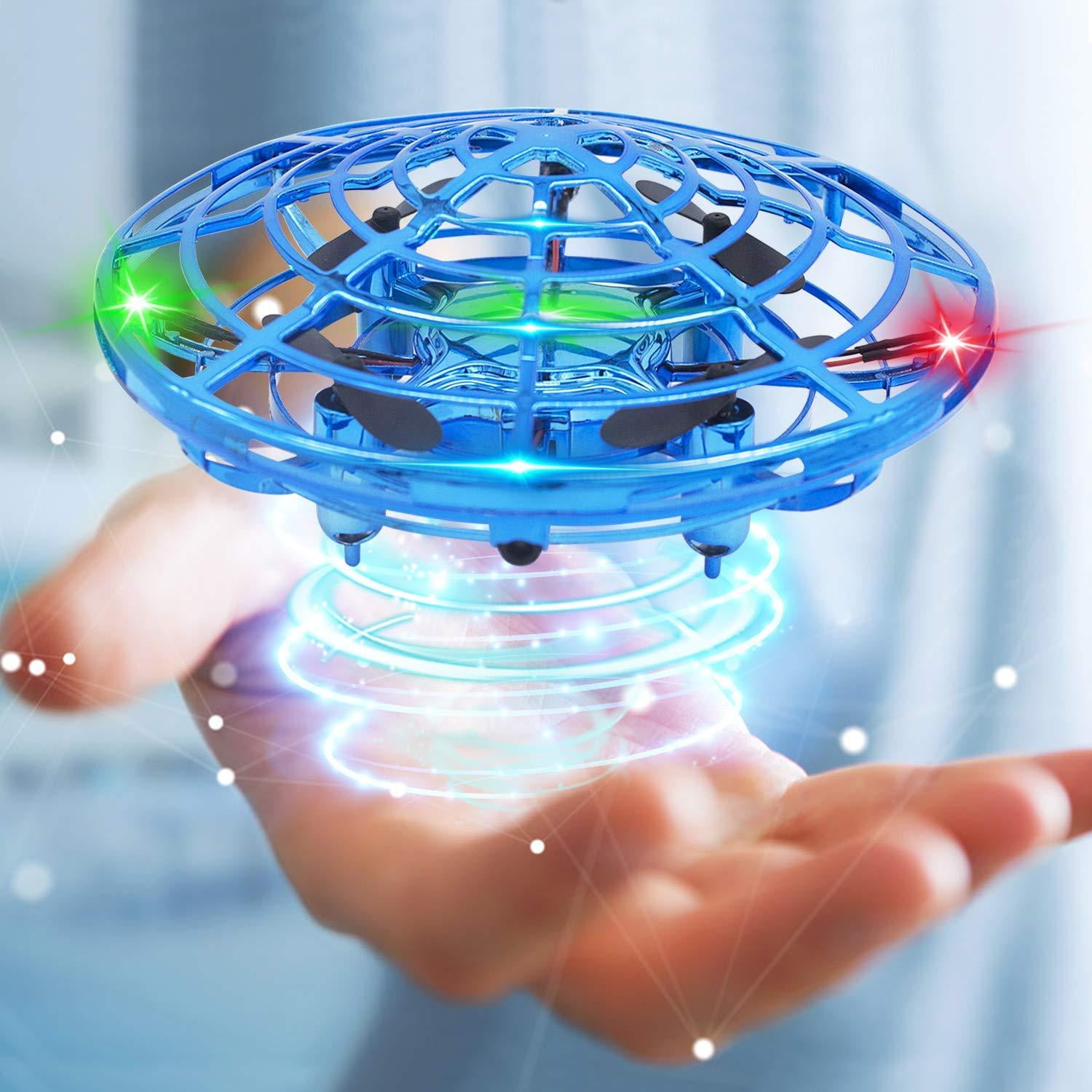 2-Speed Interactive Flying Orb Upgraded 5 Infrared Sensors Red TMANGO UFO Hand-Controlled Mini Drones Toys Boys & Girls 360°Rotating Flying Ball with LED Light for Kids