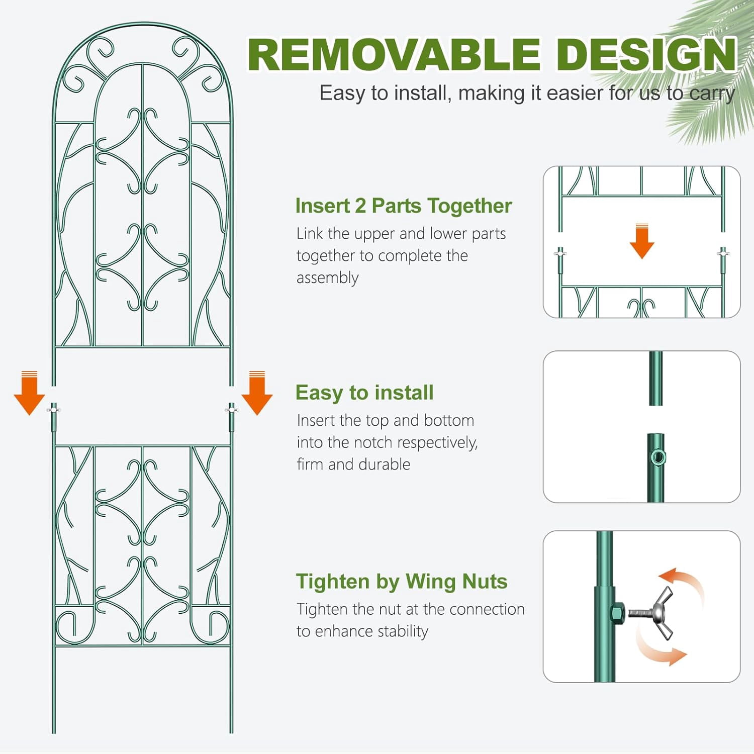 FICISOG 4 Pack 59x16in Metal Garden Trellis for Climbing Plants,Green Large Trellis for Climbing Plants Outdoor, Roses, Vegetables Vines Flowers Support, Large Decorative Outdoor Trellis