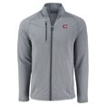 thumbnail image 2 of Men's Cutter & Buck Heather Gray Cincinnati Reds  Peshastin Eco Fleece Recycled Tri-Blend Raglan Full-Zip Jacket, 2 of 3