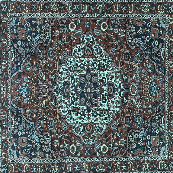 Ahgly Company Indoor Square Persian Light Blue Traditional Area Rugs, 5' Square