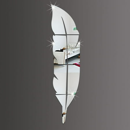 Beautiful Shapes - Beautiful Feather Shape Wall Sticker Home 3D Mirror Wall Decorative Stickers