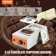 thumbnail image 2 of VEVOR Machine à Tremper le Chocolat, Pot à Fondre le Chocolat de 9 Lbs avec 2 Réservoirs et Contrôle de Température 86-185°F, Réchauffeur Alimentaire Électrique en Acier Inoxydable 800W, 2 of 9