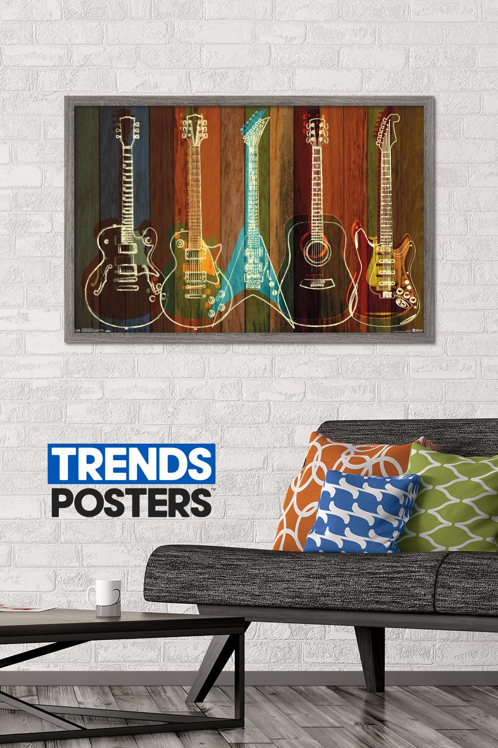 Guitars Wall Art Wall Poster, 22.375" x 34", Framed