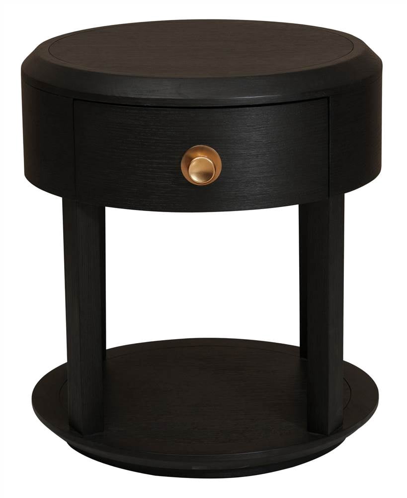 Modern Minimalist 1 Drawer Nightstand in Tuxedo Black
