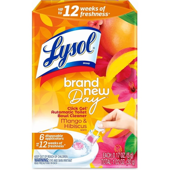 Gel Automatic Toilet Bowl Cleaner, Cleaning and Refreshing, Mango & Hibiscus, 6 Count, 1 Pack