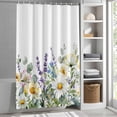 thumbnail image 3 of Spring Flowers Daisy Fabric Shower Curtain Watercolor Floral Leaf Washable Shower Curtains for Bathroom, Waterproof Bath Curtain with Hooks Home Decor 72x72in, 3 of 8