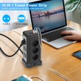 thumbnail image 2 of Cube Power Strip, Tower Power Strip con 12 tomacorrientes (4000W/16A) y 4 puertos USB, 16 en 1 Portable Travel USB Power Strip con interruptor, protección contra sobrecarga, cable de 2 m para oficina Kuyhfg Bienvenido a Kuyhfg, 2 of 5