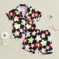 thumbnail image 2 of WUANDIXFA Satin Pajamas Girls Pajamas Toddler Soft Button Down Short Sleeve Pjs Set Summer Sleepwear for Little Kids 1-2 Years,Black, 2 of 3