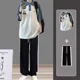 thumbnail image 4 of Conjuntos de pantalones negros para hombre, pantalones deportivos para correr, camisetas, pantalones, trajes para hombre, jogging, básicos, elásticos, tendencias, disfraces, esenciales, tallas S, 4 of 4