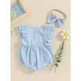 thumbnail image 3 of Bagilaanoe Newborn Baby Girl Summer Rompers Sleeveless Bodysuits + Headband 3M 6M 12M 18M Infant Casual One Piece Jumpsuit, 3 of 8