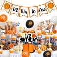 thumbnail image 2 of Funmemoir Basketball Half Birthday Decor Basketball Theme 1/2 Way To One Banner 1/2 Cake Topper Sport Themed Cupcake Toppers with Latex Balloons for Boy Half Time 6 Months Birthday Party Supplies, 2 of 5