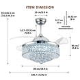 thumbnail image 7 of 42" Retractable Crystal Ceiling Fan with Light and Remote Control, 6-Speed Quiet DC Motor, Dimmable LED Fandelier for Bedroom and Living Room, Chrome Finish, 7 of 7