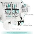 thumbnail image 3 of Teal Turquoise Kitchen Curtains Short Small Funny Quotes Farmhouse Wooden Plank Wood Knife and Spoon Rod Pocket Black White Bedroom Living Room Treatment Fabric 2 Panels 27.5Wx39H Inch, 3 of 6