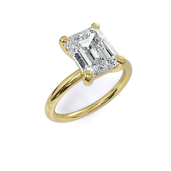 Diamond Engagement Ring VS1 F Emerald Cut 3 Carat Lab-Created CVD Special Solid 14k Yellow Gold
