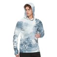 thumbnail image 2 of WTOBBY SPF/UV Protective Men's Hooded Long Sleeve Shirt, Camouflage Print Fashion Sun Wear, Lightweight for Summer Outdoor Sports and Fitness ,Cyan XL, 2 of 4