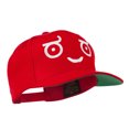 thumbnail image 5 of Smile Face Emoticon Embroidered Snapback Cap - Red OSFM, 5 of 5