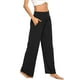 thumbnail image 2 of VISgogo Pantalones casuales de pierna ancha para mujer, pantalones sueltos de longitud completa de cintura media de color sólido con bolsillo para damas, S / M / L / XL / XXL VISgogo moda, 2 of 4