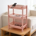 thumbnail image 7 of 3-Tier Bathroom Kitchen Storage Rack | Multi-Layer Plastic Organizer Shelf, Fast Drainage, Non-Slip Base, Tool-Free Assembly, 14.4"x9.5"x6.7", Green/Blue/Pink, 7 of 7