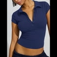 thumbnail image 4 of de Corta con Cuello en V y Botones para Mujer Azul Marino M, 4 of 8