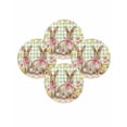 thumbnail image 7 of 13 Inch Round Placemats Set of 4, Easter Bunny Eggs Non Slip Heat Insulation PP Table Mats, Spring Tulips Country Rabbits Green Checkered Washable Place Mats for Kitchen Dining Party Table Decor, 7 of 7