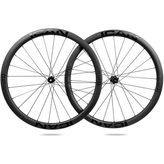 ICAN Alpha 40 Carbon Road Bike Disc Wheelset Center Lock Thru Axle 12×100/12×142mm