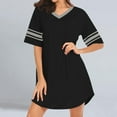 thumbnail image 2 of Simua Plus Size Nightgown for Women, Short Sleeve V-Neck Colorblock Knee Length Sleepshirts, 2 of 9