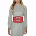 thumbnail image 2 of Women's Fashion Vintage Wide Waist Belt Elastic Stretch Belts with Interlock Buckle, 2 of 4