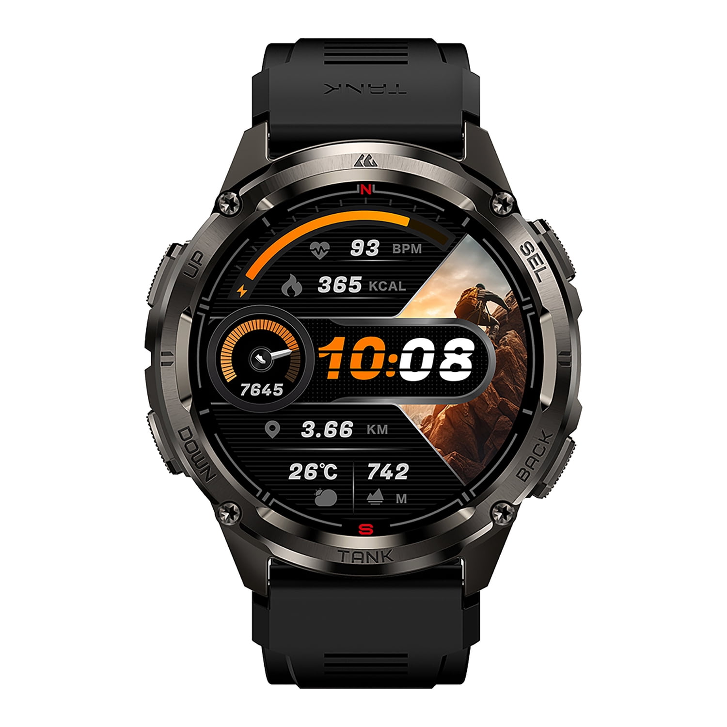 KOSPET TANK T3 Ultra 2 1.43-In. AMOLED GPS Smartwatch with Silicone Band (Black), P-TU001-B