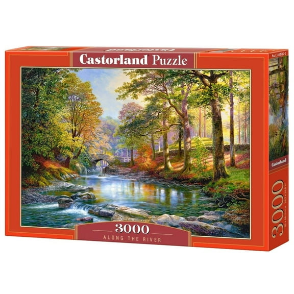 3000 Piece Jigsaw Puzzle, Along the River, Forest stream, Relaxing scene, Charming view jigsaw, Nature puzzle, Adult Puzzle, Castorland C-300532-2