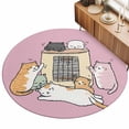 thumbnail image 2 of Round Area Rugs 7Ft, Pink Cute Cat Non-Slip Washable Circle Rugs Carpet, Cartoon Funny Heater Cats Indoor Outdoor Rug Floor Mats Throw Runner for Bedroom Living Room Bathroom, 2 of 8