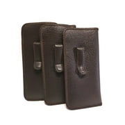 Mens Soft Slip-In Case w/ Metal Clip Medium Sized in Brown (3 PACK)