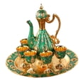 thumbnail image 2 of Luxury Turkish Coffee Pot Set with Tea Cup Drinkware Teapot Set Storage Tray for Aureate and Green, 2 of 8
