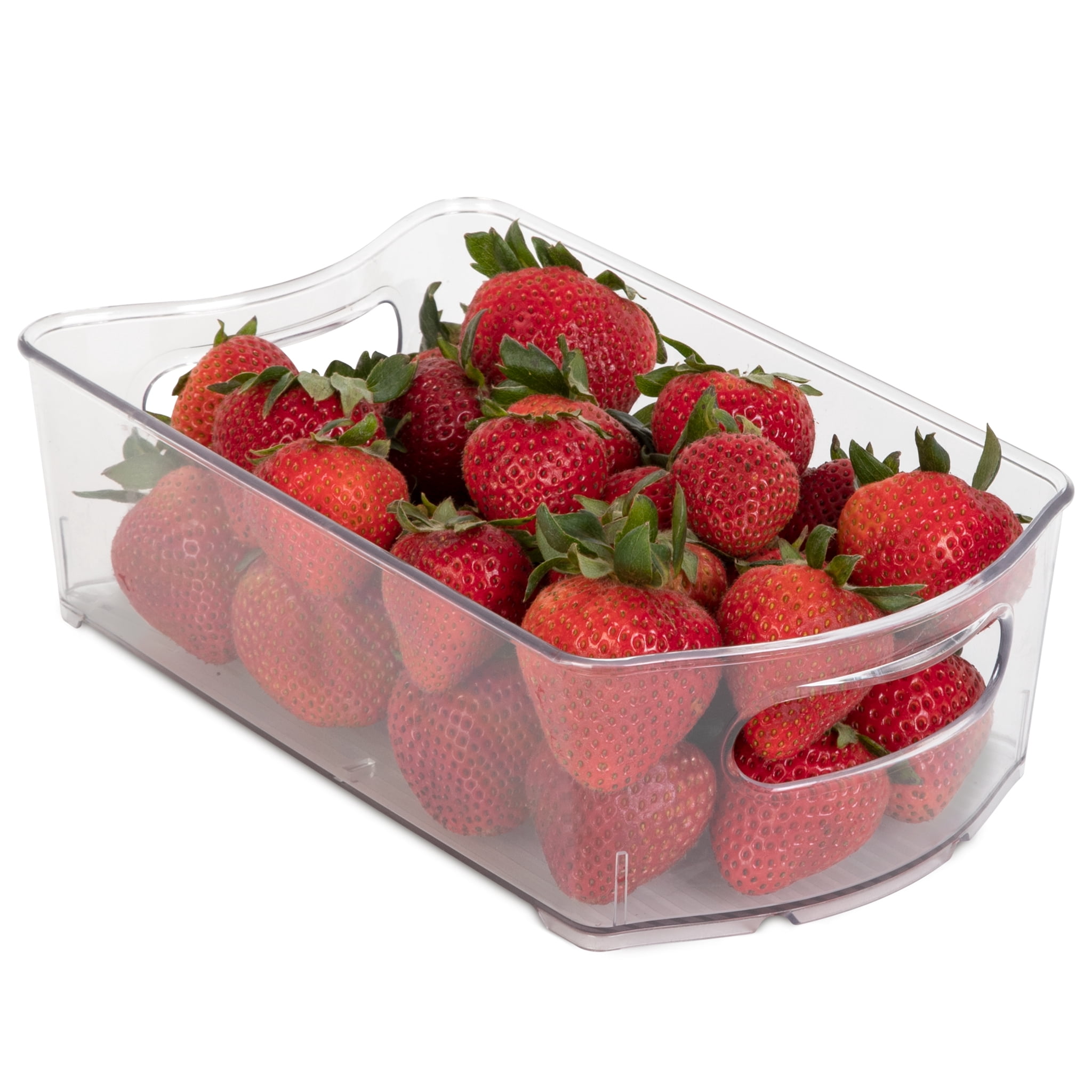 Smart Design Stackable Clear Refrigerator Storage Bin with Handle - 8 Pack - 6 x 10 inch