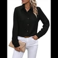 thumbnail image 2 of Camisas con Botones para Mujer, Blusas de Larga, Blusas Casuales Lisas para Oficina y Trabajo Negro L, 2 of 7